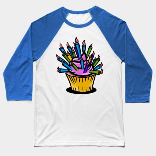Funny cupcake with too many candles Baseball T-Shirt